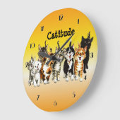 Catitude Cute Kitty Chats Mur Horloge (Angle)