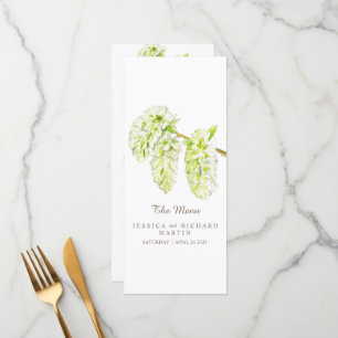 Catkins de saule vert aquarelle menu mariage