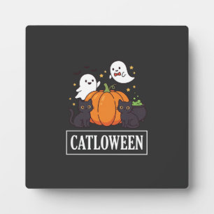 Catloween Grappig Halloween Kat Geest Pompoen Ontw Fotoplaat