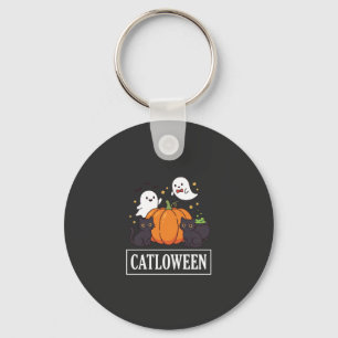 Catloween Grappig Halloween Kat Geest Pompoen Ontw Sleutelhanger