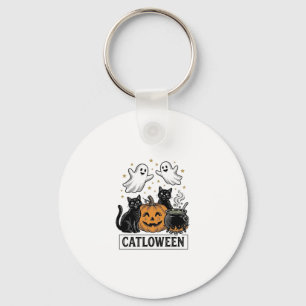 Catloween Vintage Ghost Cat Halloween Shirt Ontwer Sleutelhanger
