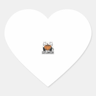 Catloween Zwarte Kat Geest Halloween Vector Ontwer Hart Sticker