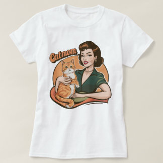 Catmom Cat Retro T-shirt gemberkat