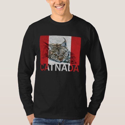 Catnada Lynx Canadensis Canadian Flag Maple Leaf V T-shirt (Voorkant)