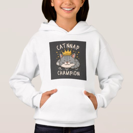 "Catnap Champion" Meisje Pullover Hoodie (Voorkant)
