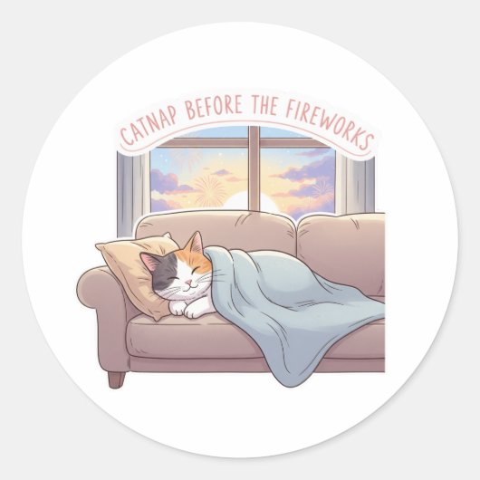 Catnap voor het vuurwerk - Schattigee Cat Sticker (Voorkant)