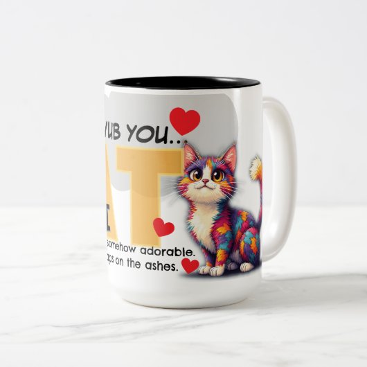 CatNapalm | Lubs You Chaos Posse Mug Tweekleurige Koffiemok (Voorkant rechts)