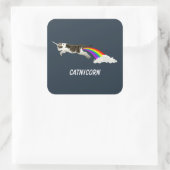 Catnicorn - Ik poep regenboog Vierkante Sticker (Tas)