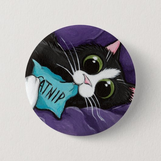 Catnip Addict - Cat Art Button (Voorkant)