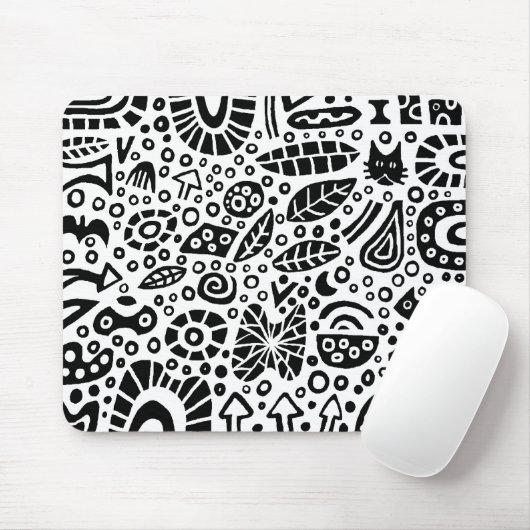 Catnip Dreams - Zwart op wit Muismat (Met muis)