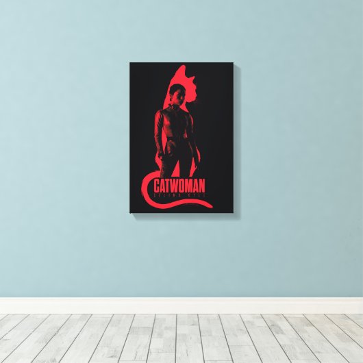 Catoman Selina Kyle Cat Silhouette Canvas Afdruk (Insitu (Houten vloer))