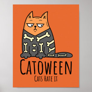 Catoween Cats Hate it - Funny Pet Halloween Poster