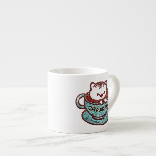 CATPUCCINO CAT Brodé Patch Espresso Mug (Devant droit)