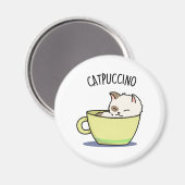 Catpuccino Funny Kitty Cat op Cup Magneet (Voorkant / Achterkant)