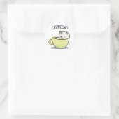 Catpuccino Funny Kitty Cat op Cup Ronde Sticker (Tas)