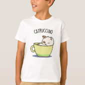 Catpuccino Funny Kitty Cat op Cup T-shirt (Voorkant)