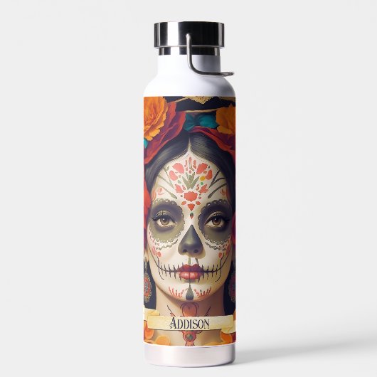 Catrina Dag van de Doden 1 met tekst Waterfles (Links)