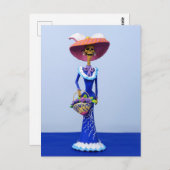 Catrina dans une robe bleue et une carte postale C (Devant / Derrière)