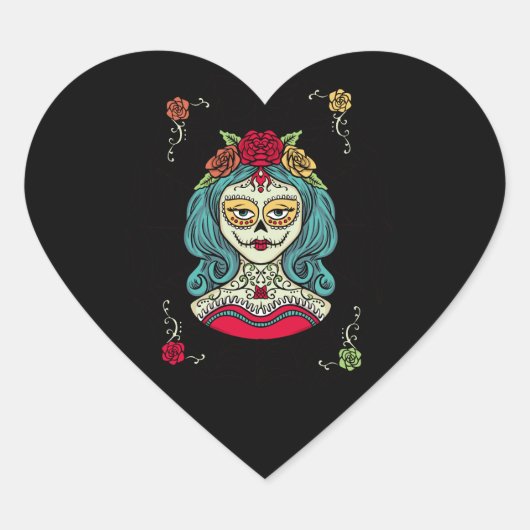 Catrina Día de Muertos Web Hart Sticker (Voorkant)
