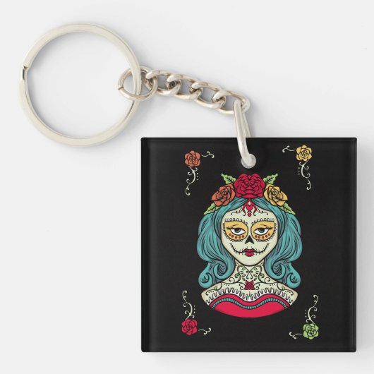 Catrina Día de Muertos Web Sleutelhanger (Voorkant)