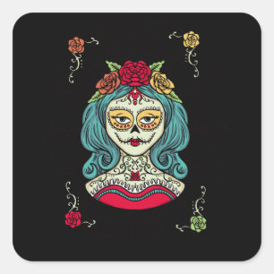 Catrina Día de Muertos Web Vierkante Sticker