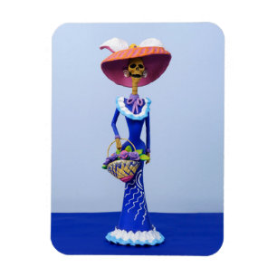 Catrina in een Blue Dress and Pink Pet Magnet Magneet