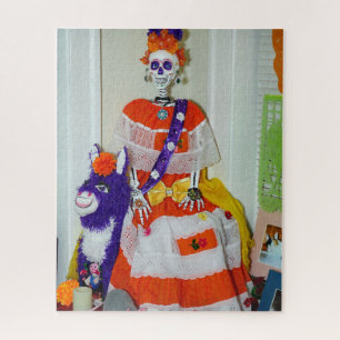 Catrina op een Donkey Jigzaag Puzzle Legpuzzel