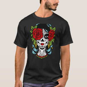 Catrina Suiker Schedel Calavera Mexicaanse Roos Oo T-shirt
