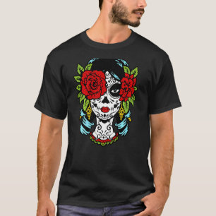 Catrina Suiker Schedel Calavera Mexicaanse Roos Oo T-shirt