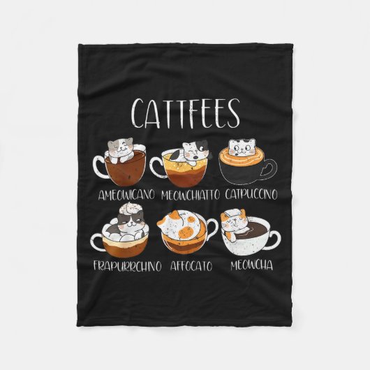 Cats & Coffee Lover Funny Caffeine Quote Cattf Fleece Deken (Voorkant)
