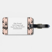 Cats and Catnip Damask Kijk Patroon Bagagelabel (Achterkant horizontaal)