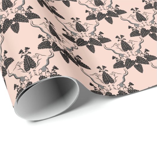 Cats and Catnip Damask Kijk Patroon Cadeaupapier (Rol Hoek)