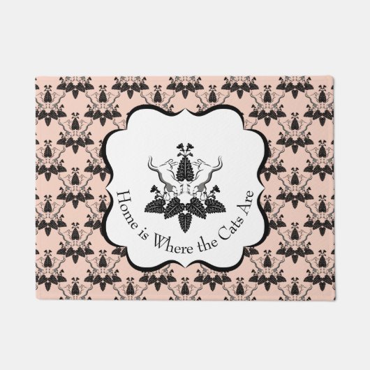 Cats and Catnip Damask Kijk Patroon Deurmat (Voorkant)