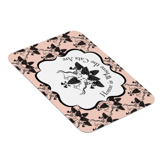 Cats and Catnip Damask Kijk Patroon Magneet (Rechterzijde)