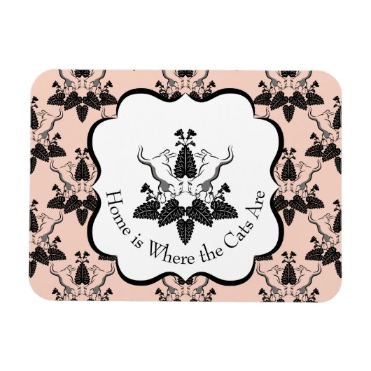 Cats and Catnip Damask Kijk Patroon Magneet (Horizontaal)