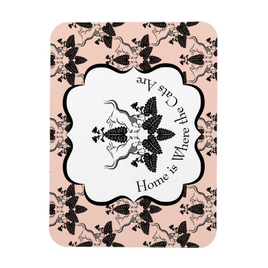 Cats and Catnip Damask Kijk Patroon Magneet (Verticaal)