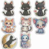 Cats and Cats Custom-Cut Vinyl Sticker (Devant)