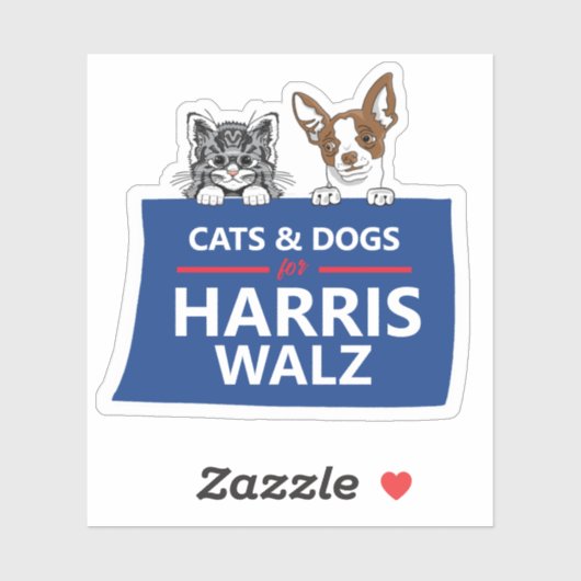 Cats and Dogs for Harris Walz Sticker (Vel)