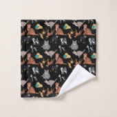 Cats And Dogs Pattern Design On Black  (Gant de toilette)