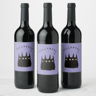 Cats and Halloween, personalized Wijn Etiket
