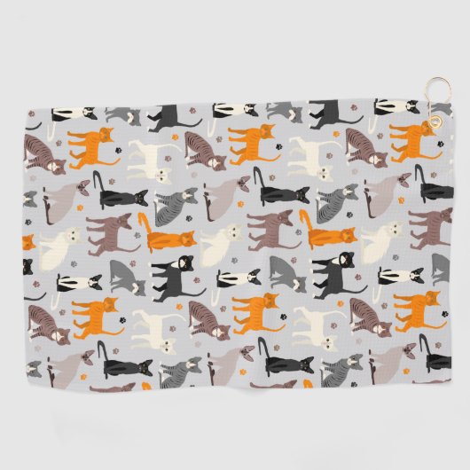 Cats and Paw Prints Golfhanddoek (Horizontaal)