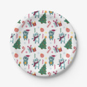 Cats At christmas Whimsical Pattern Papieren Bordje (Voorkant)