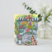 Cats at Flower Stand Briefkaart (Staand voorkant)