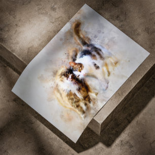 Cats Beste Vrienden Voor Altijd aquarel Poster