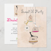 Cats Birdcages Sweet 16 Invitations (Devant / Derrière)