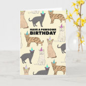 Cats Birthday Card Kaart (Gele Bloem)