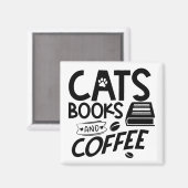 Cats Booee Coffee Typography Reading Quote Magneet (Voorkant / Achterkant)