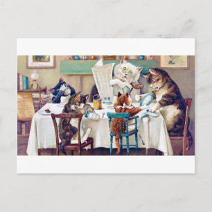 Cat's Breakfast Time, Louis Wain Briefkaart