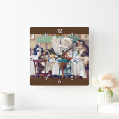 Cat's Breakfast Time, Louis Wain Vierkante Klok (Huis)