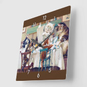 Cat's Breakfast Time, Louis Wain Vierkante Klok (Hoek)